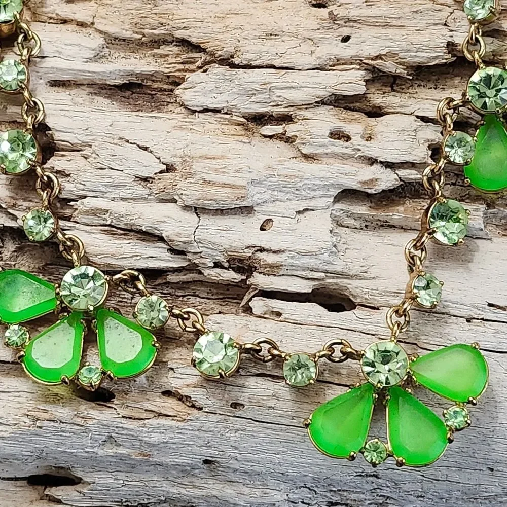 J Crew Vibrant Green Vintage Style Necklace